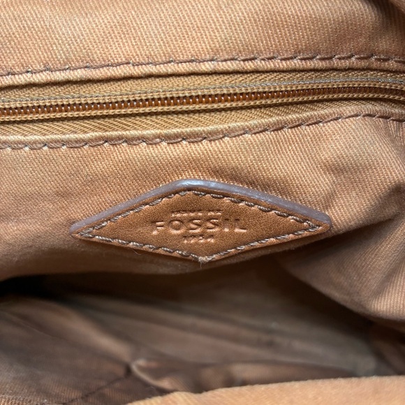 Fossil Fiona Polka Dot Canvas Crossbody Shoulder Purse Bag Cow Hide - Picture 10 of 12